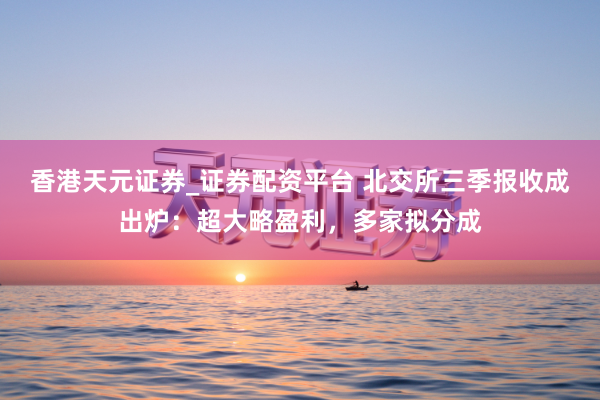 香港天元证券_证券配资平台 北交所三季报收成出炉：超大略盈利，多家拟分成